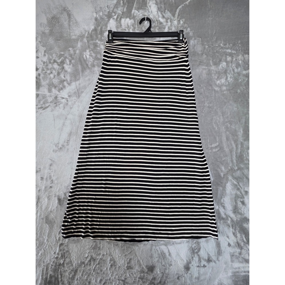 J.Crew Womens Black White Striped Maxi Skirt Viscose Blend Small